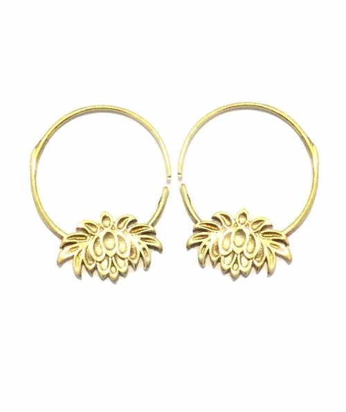 Lotus flower hoops earrings - Chakras Store
