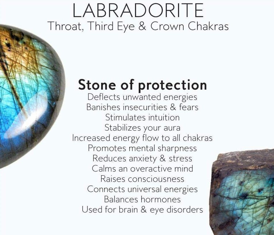 Labradorite & Crystal Quartz Stretch Bracelet! Blue Flash & Handmade! - Chakras Store