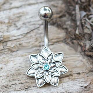 Belly Button Ring - Lotus Flower Design - Chakras Store