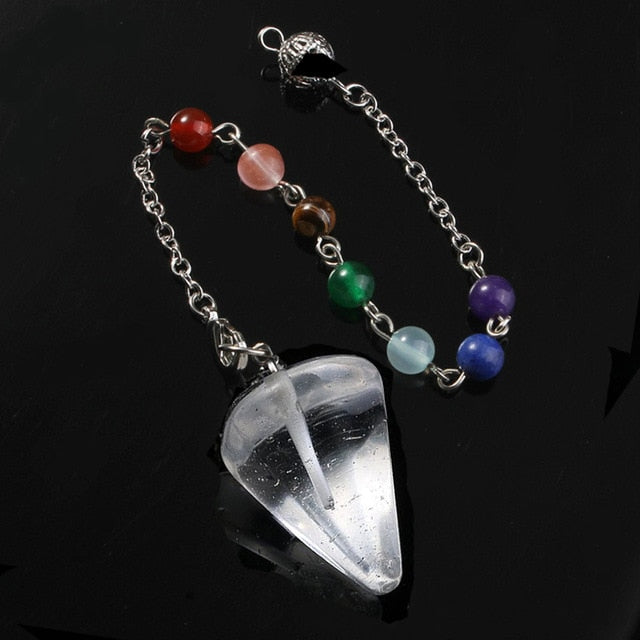 Small Size Stone Pendulum for Dowsing Amethysts Lapis Opal Crystal Cone Healing Chakra Chain Hexagonal Pendants Pendulo Jewelry - Chakras Store