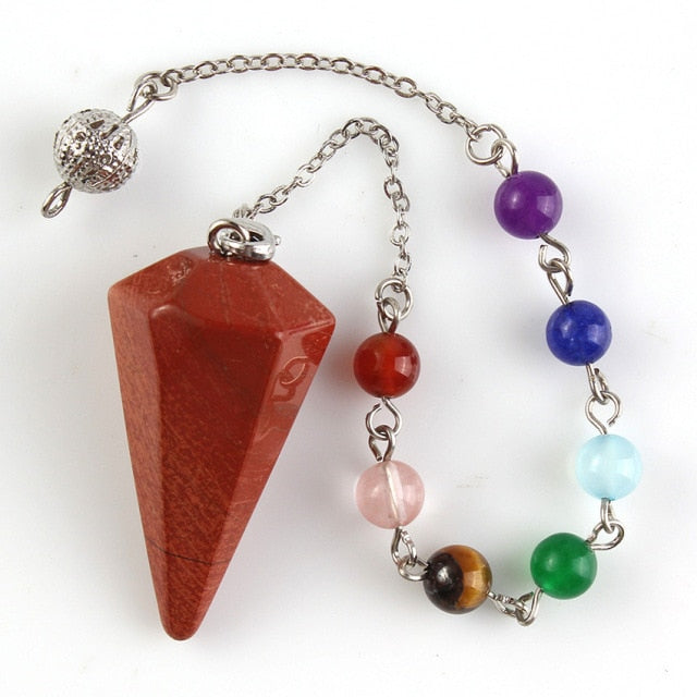 Small Size Stone Pendulum for Dowsing Amethysts Lapis Opal Crystal Cone Healing Chakra Chain Hexagonal Pendants Pendulo Jewelry - Chakras Store