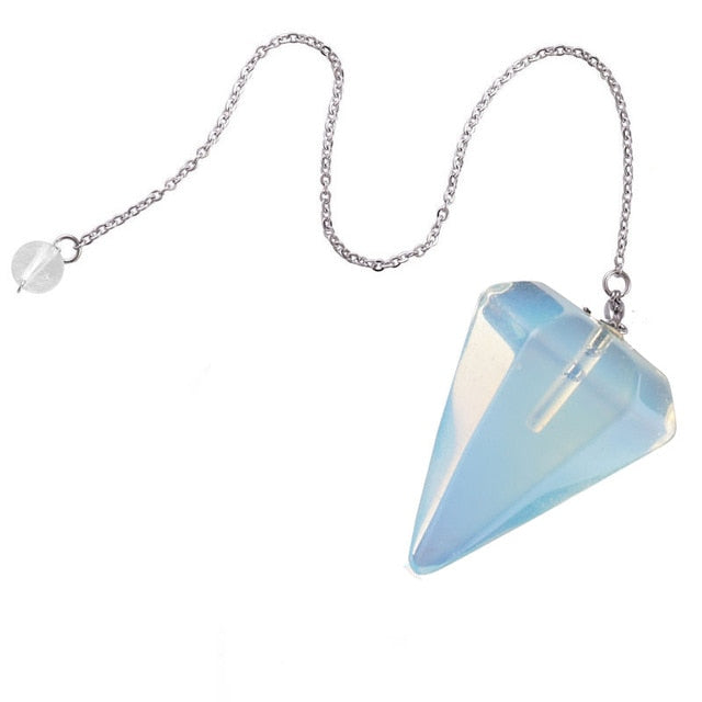 Small Size Stone Pendulum for Dowsing Amethysts Lapis Opal Crystal Cone Healing Chakra Chain Hexagonal Pendants Pendulo Jewelry - Chakras Store