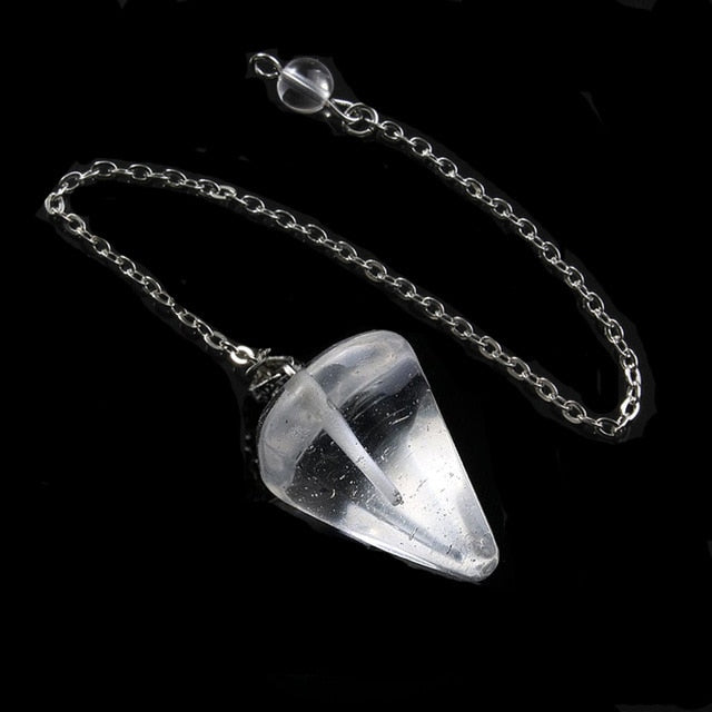 Small Size Stone Pendulum for Dowsing Amethysts Lapis Opal Crystal Cone Healing Chakra Chain Hexagonal Pendants Pendulo Jewelry - Chakras Store