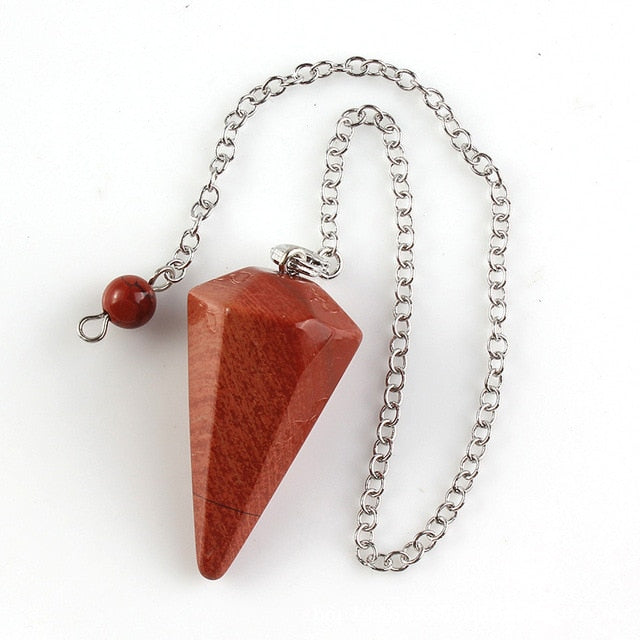 Small Size Stone Pendulum for Dowsing Amethysts Lapis Opal Crystal Cone Healing Chakra Chain Hexagonal Pendants Pendulo Jewelry - Chakras Store