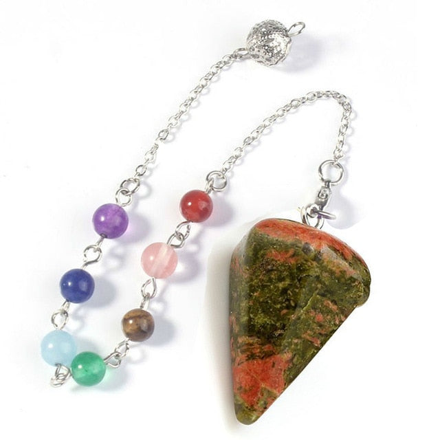 Small Size Stone Pendulum for Dowsing Amethysts Lapis Opal Crystal Cone Healing Chakra Chain Hexagonal Pendants Pendulo Jewelry - Chakras Store