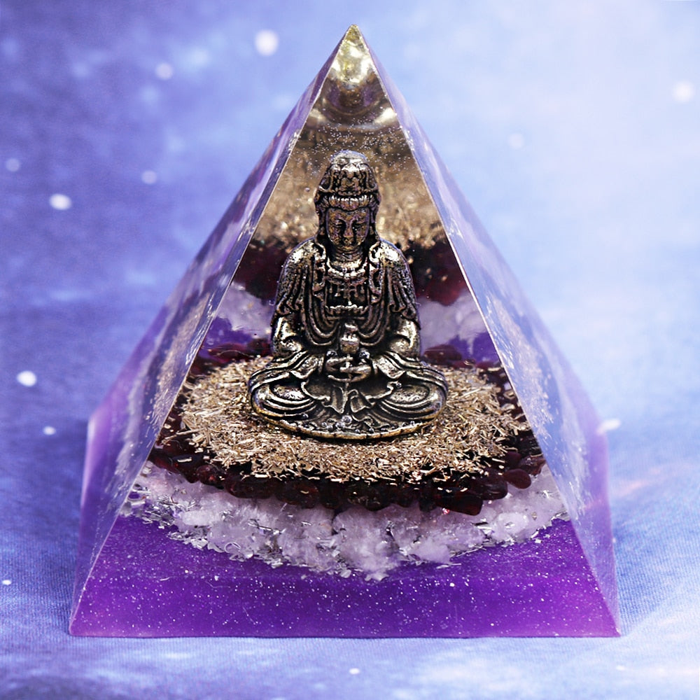 Orgonite Pyramid Buddha Natural White Crystal Garnet Energy Generator Pyramid  Chakra Healing Meditation Decoration Jewelry - Chakras Store