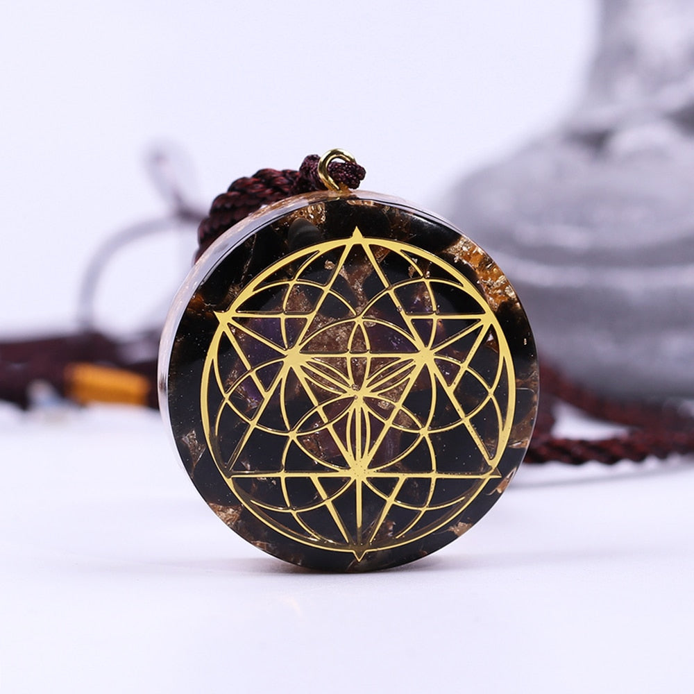 Seed of life Ancient Orgon Energy Crystal Pendant Chakra Symbol Orgonite Transport Necklace Natural Stone Reiki Healing - Chakras Store