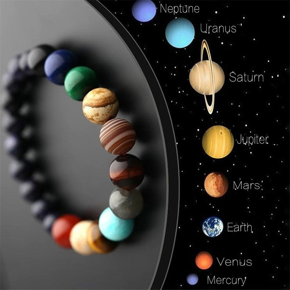 Lovers Eight Planets Natural Stone Bracelet Universe Yoga Chakra Galaxy Solar System Beads Bracelets for Men Women Jewelry - Chakras Store