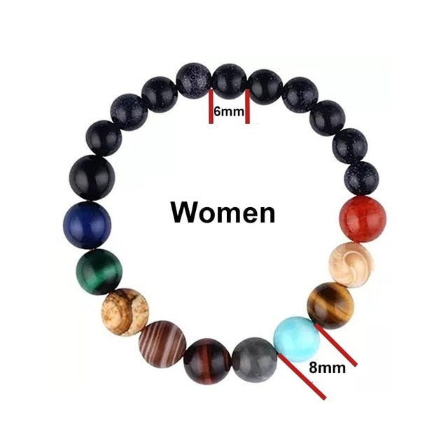 Lovers Eight Planets Natural Stone Bracelet Universe Yoga Chakra Galaxy Solar System Beads Bracelets for Men Women Jewelry - Chakras Store