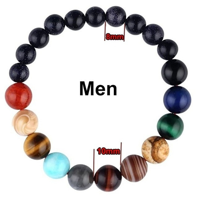 Lovers Eight Planets Natural Stone Bracelet Universe Yoga Chakra Galaxy Solar System Beads Bracelets for Men Women Jewelry - Chakras Store