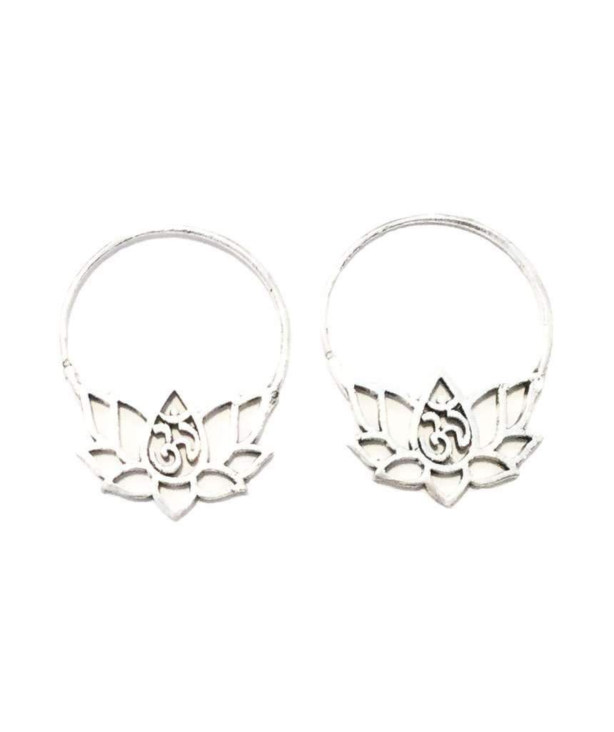 Om Lotus Flower Earrings - Chakras Store
