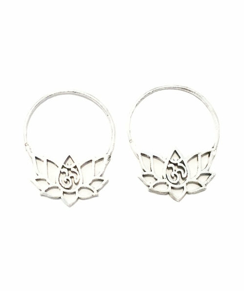 Om Lotus Flower Earrings - Chakras Store